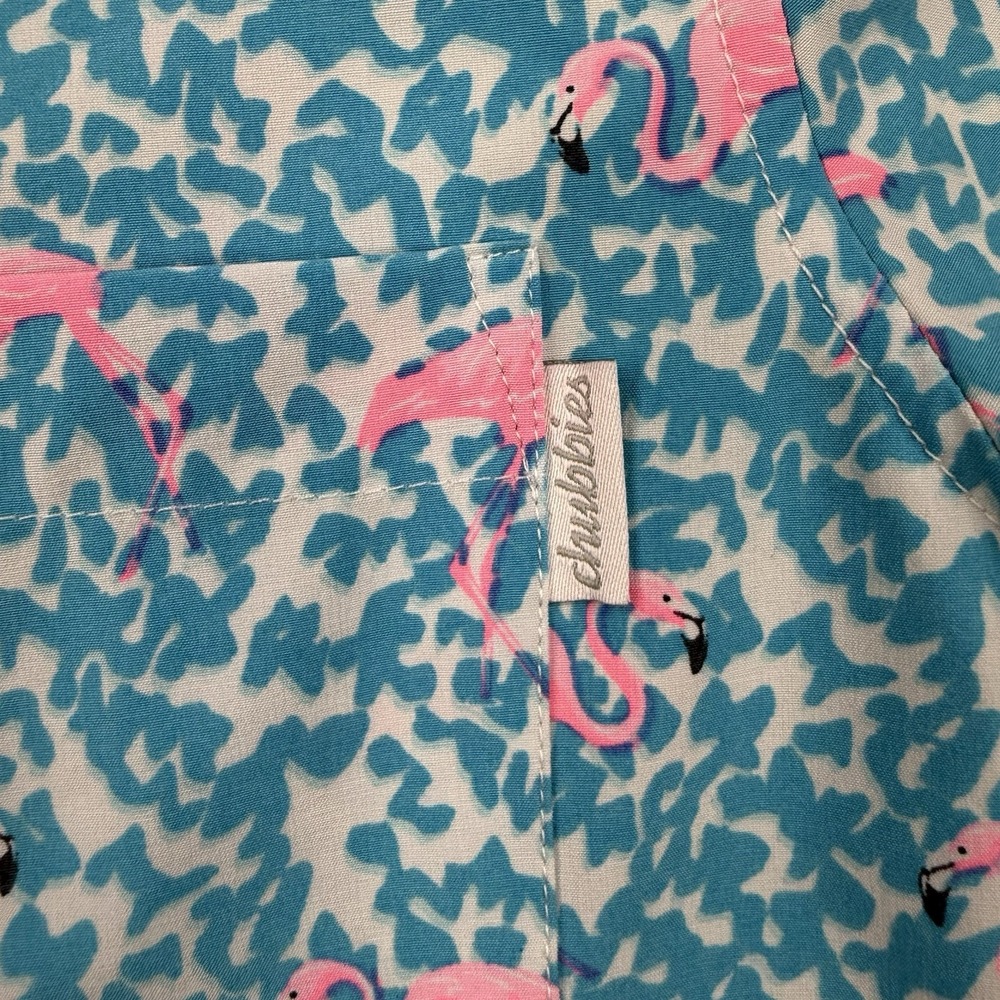 Chubbies Shirt Mens Medium Blue Polo Flamingo All Over Print Performance Golf - Picture 4 of 10